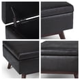 thumbnail image 4 of 34" Black Faux Leather Mid-Century Rectangular Storage Ottoman with Lift-Up Lid, 4 of 9