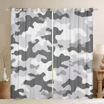 jejeloiu Gray Vintage Camo Blackout Curtains Set of 2 (52x84 Each),Western Farmhouse Camouflage Window Curtains For Boys Men