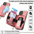 thumbnail image 2 of ELEHOLD iPhone 13 mini Crossbody Wallet Case, Zipper PU Leather Phone Case with Card Holder Wrist Strap Purse Cover for iPhone 13 mini,Pink, 2 of 7