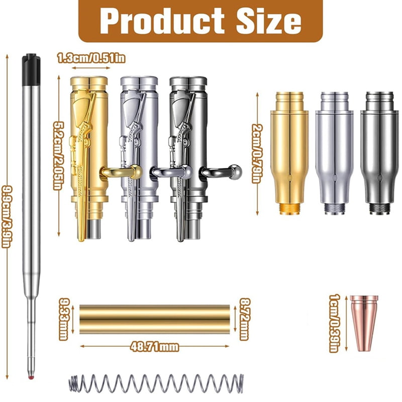 Set of 12 Slim Pens,Multi-Color Wooden Swivel Pen Set with Refill Shaft Bolt-on Ballpoint Pen for DIY Wooden Swivel