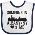 thumbnail image 3 of Inktastic Albany New York Skyline Someone Loves Me Boys or Girls Baby Bib, 3 of 4