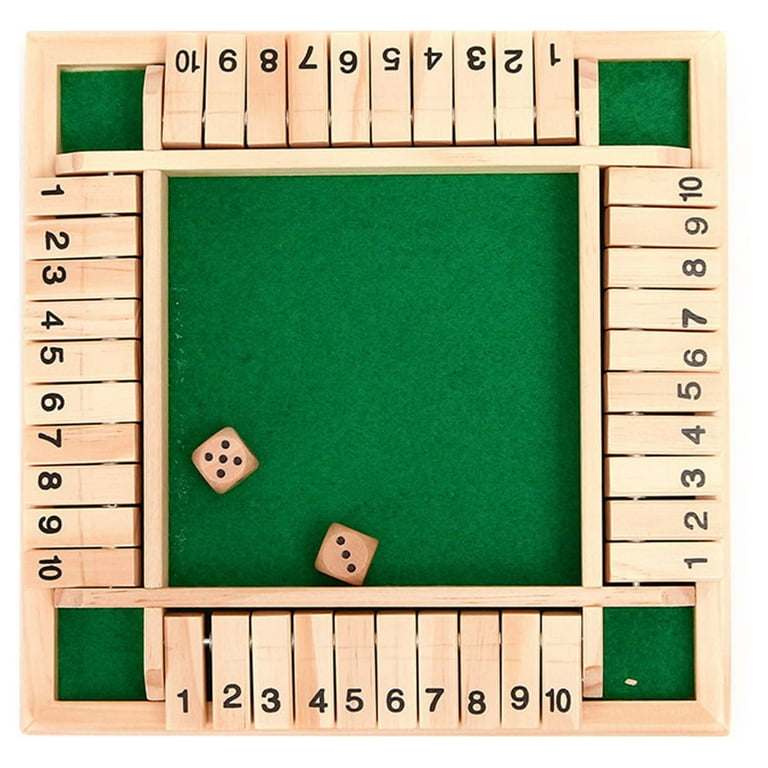  STERLING Games 14 Inches Shut The Box Game for 4 Players,  Family Dice Game with 12 Numbers Box, Nautical Themed Large Wooden Game  Board : Toys & Games
