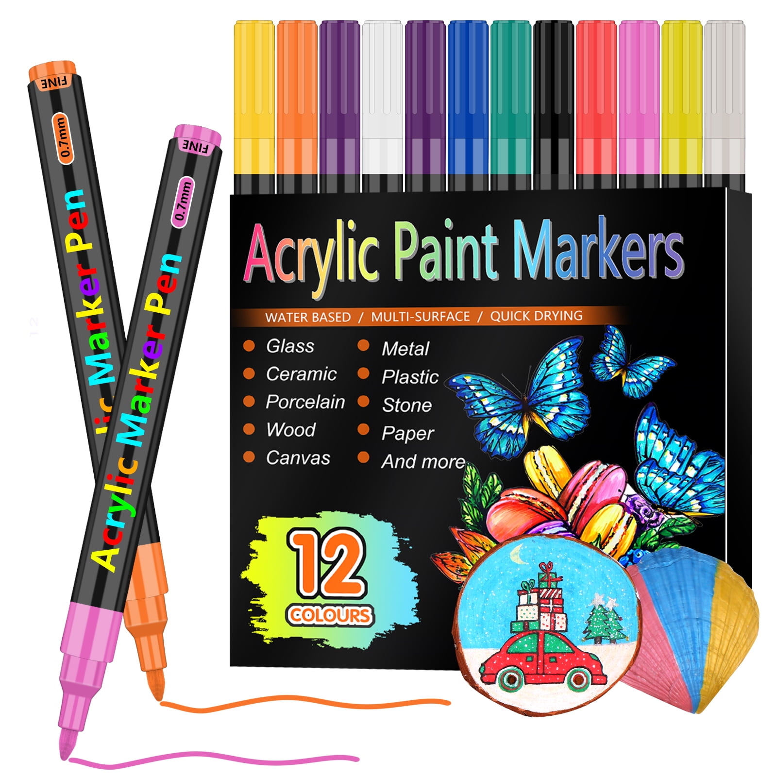 Baker Ross AW424 Neon Brights Porcelain Paint Pens - Pack of 8, Broad Tipped, Oil Based Acrylic Markers for Kids Arts and Crafts Porcelain and Ceramic