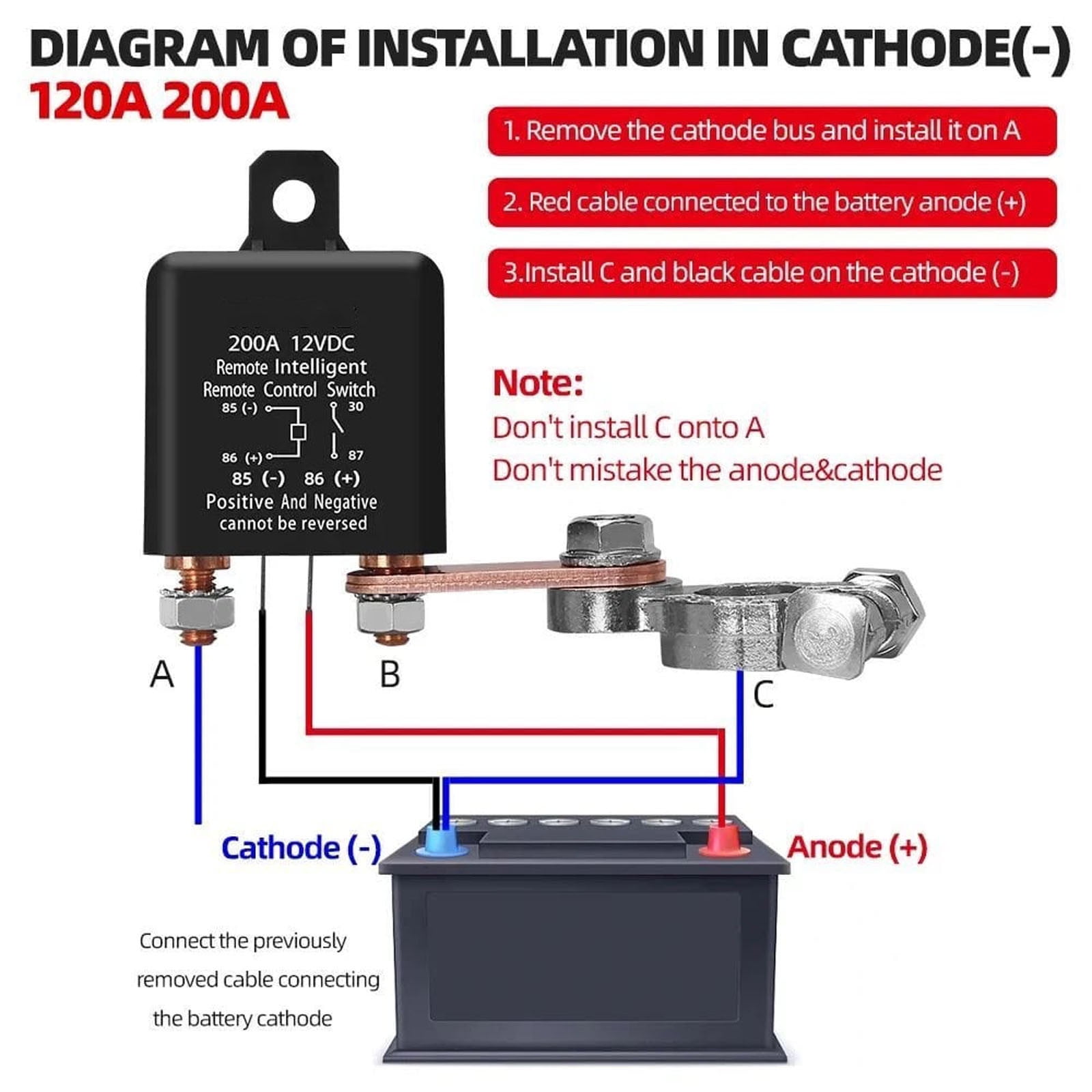 Wireless Remote Control Battery Relay Switch Car Starter, Remote Battery Disconnect Switch, Remote Start & Warm-Up/Cool-Down, Anti-Theft & DIY Installation for 12v/24v Cars, Rvs, And Classic Cars