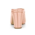 thumbnail image 2 of BLISSFUL STEP Women's Pearl Bow Block Heel Slides Mules Nude 8, 2 of 7