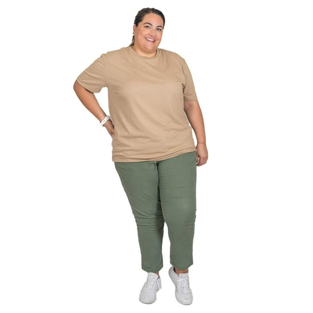 Playera Manga Corta Cuello Redondo LOVE MY FIT Tallas Extras Plus Size Beige 2XL