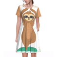 thumbnail image 1 of Balery Cute Sloth In Yoga Pose Tree Vestidos sueltos de manga corta para mujer, vestidos de verano 2025, vestidos casuales de corte A con vuelo., 1 of 6