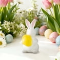 thumbnail image 2 of Easter Bunny Figurine, Resin Wildflower Bunny Decorations for Home Indoor, Spring Rabbit Small Statue Living Room Table Centerpieces Mantel Tiered Tray Shelf Office Desk Top Decor, 2 of 6