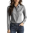 thumbnail image 2 of YTCAMLO Wrinkle Free Dress Shirts for Women, Classic Button Down HiddenButton Down Office Tops, Collared Comfy Cotton Tunic Blouses, 2 of 8