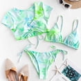 thumbnail image 2 of Babysbule Swimsuits for Women Clearance Women's Bikini Print Set Swimsuit Three Piece Filled Bra Swimwear Beachwear, 2 of 6