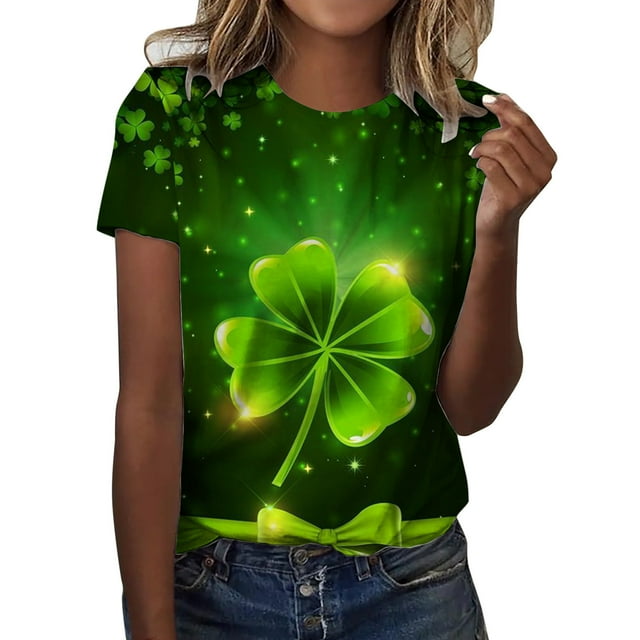 TSADFHJI T-Shirts de Noël pour Femmes, Mode, Col Rond, Manches Courtes, Imprimé Amour, TG Vert