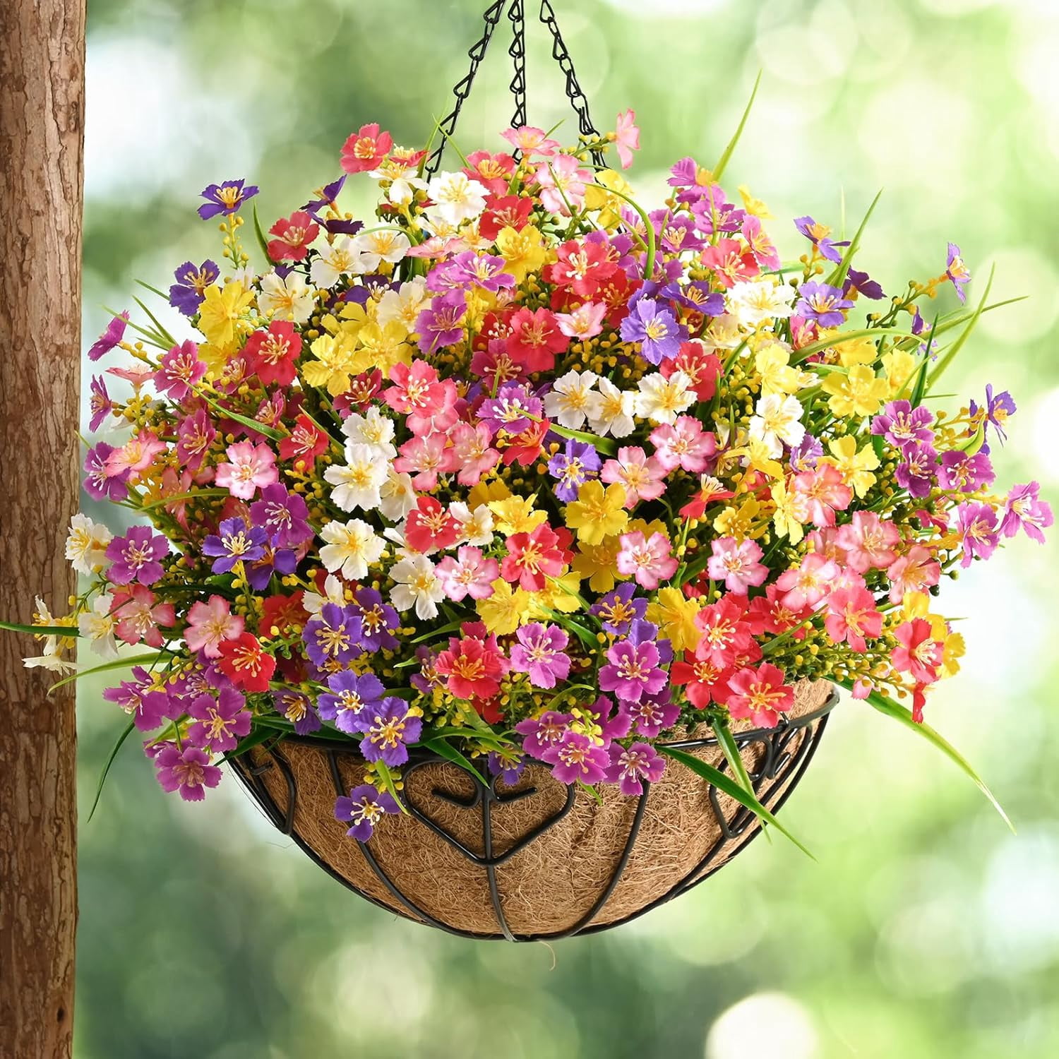 Artificial Flowers for Outdoors, 3Artificial Plants Outdoor, Fake Flowers, UV Resistant Faux Plants, Fake Outdoor Plants for Garden Porch Window Box Indoor Home Decor, Mix Color