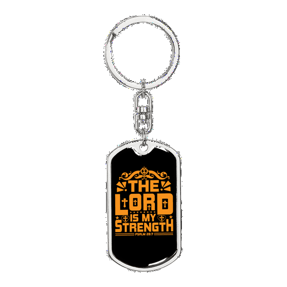 Lord Strength Golden Christian Stainless Steel or 18k Gold Premium Swivel Dog Tag Keychain