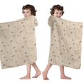 thumbnail image 4 of Beige Butterfly Pattern Hooded Bath Towel，60"x35" for Ages 3 To 12 Kids, Quick Dry Lightweight Soft Microfiber Hood Beach Towel Cover Up for Kids, 4 of 7