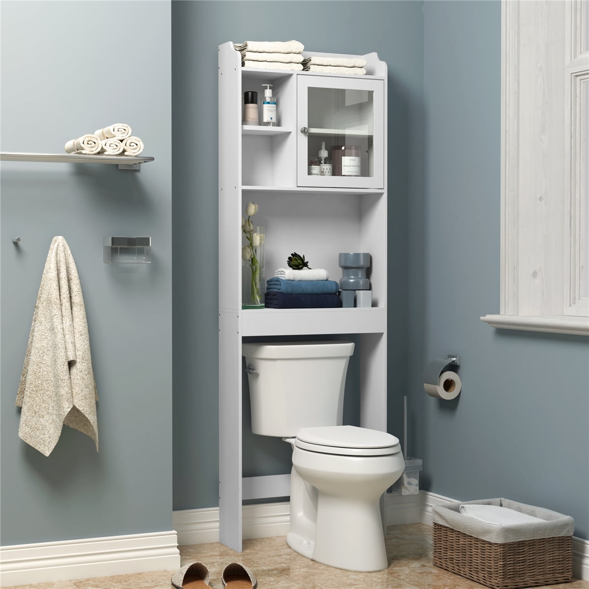 Over The Toilet Storage Bathroom Cabinet Organizer Shelf Space Saver