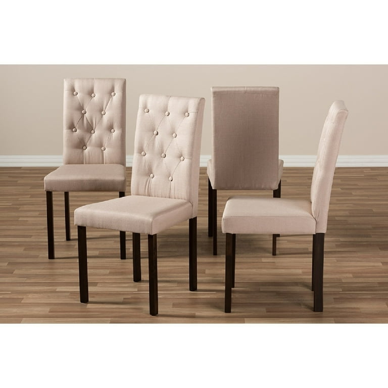 Baxton Studio Gardner Modern and Contemporary Dark Brown Finished Beige Fabric Upholstered Dining Chair - Set of 4 Baxton Studio Gardner Modern and Contemporary Dark Brown Finished Beige Fabric Upholstered Dining Chair - Set of 4