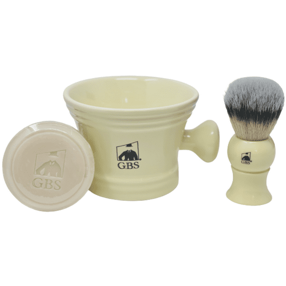 GBS Luxury Grooming Men’s Shaving Ivory Set Including 3 Pieces (Hair Brush, Ceramic Mug, Soap) Men's shave kit