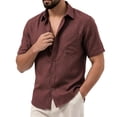 thumbnail image 6 of Cmfcve Men's Linen Shirts Short Sleeve Button Down Shirts Wrinkle Resistant Casual Vacation Beach Summer Tops, 6 of 7