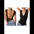 thumbnail image 3 of Camiseta Corta de Encaje Vintage para Mujer, de Corta, con Cuello Cuadrado y Patchwork Estético, Estilo Harajuku de los Años 90. Negro S, 3 of 7