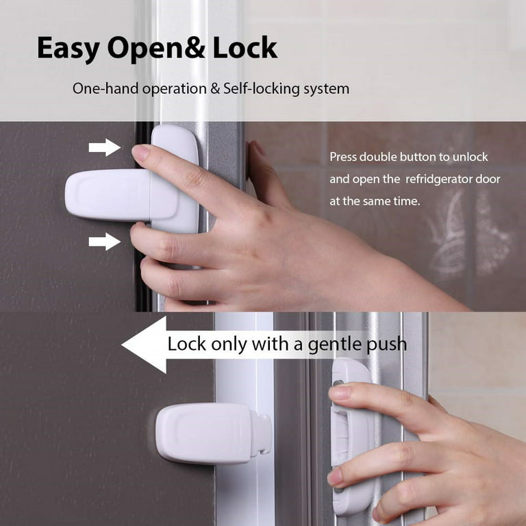 Laidan 2pcs Refrigerator Lock Child Safety Lock Baby Anti-pinch Hand Fridge Cabinet Door Lock-White