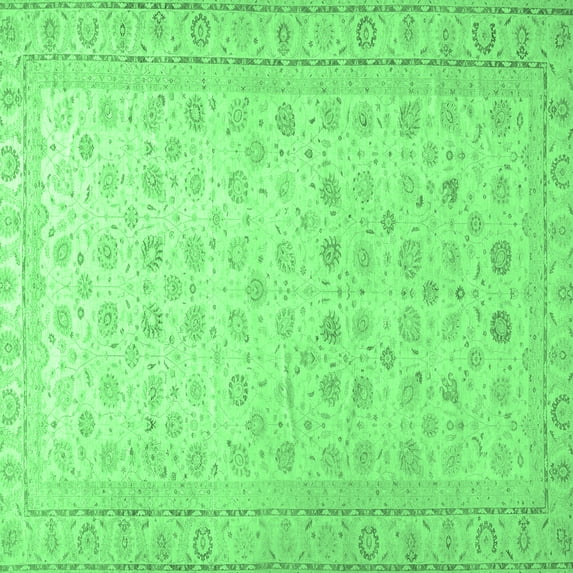 Ahgly Company Indoor Square Oriental Emerald Green Traditional Area Rugs, 7' Square