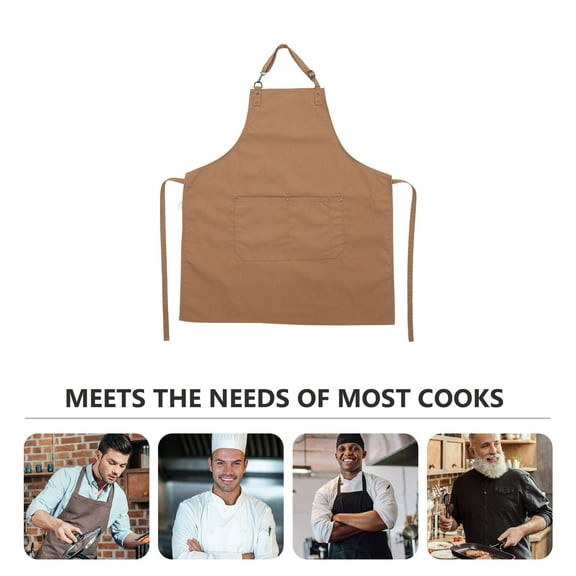 LEORX Multi Purpose Khaki Apron with Pockets Perfect for Baking Cooking and Cafe Shop