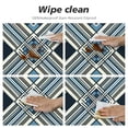 thumbnail image 4 of PIKWEEK  Fitted Round Tablecloth  Nautical Plaid,Dusty Blue Faded Navy and Brown Gingham Checked Table Cover,Elastic Edged Table Cloth Fits Round Tables, 4 of 7