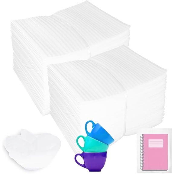 KKFEN-100 Pack 6''x8'' Cushion Foam Pouches, Moving Supplies for Dishes, Packing Foam for Dishes & Cups, Glass Packing Paper and Plate Protectors for Moving Fragile Items (150x200x0.5MM)