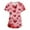 Red #070, variant on Valentine Day Scrub Tops for Woman Short Sleeve Quick Dry Love Heart Print Nursing Uniforms V Neck Medical Cute Scrubs with Pockets Multicolor 2XL