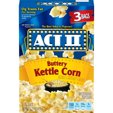 ACT II Buttery Kettle Corn, 3 count, 8.25 oz