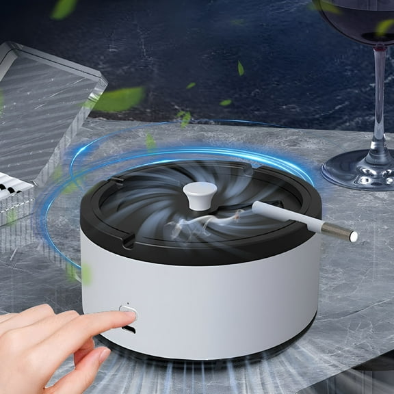 ACDANC 2 In 1 Smart Ashtray, Detachable Smokeless Ashtray, USB Rechargeable Ashtray for Home Outdoor Office Car, White