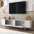 thumbnail image 4 of TV Stand 100 with Gold legs and two spacious doors in White, 4 of 7