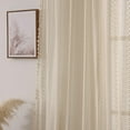 thumbnail image 5 of Boho Lace Curtains 45 Inches 2 Panel Light Filtering Privacy Tassel & Geometry Crochet Semi Sheer Curtain Drapes For Bedroom Living Dining Room Rod Pocket Vintage French Country Beige, 5 of 9