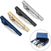 CNKOO 4 Pcs Tie Clips for Men Tie Bar Clip Set for Regular Ties Necktie Wedding Business Clips for Wedding Anniversary Business and Daily Life