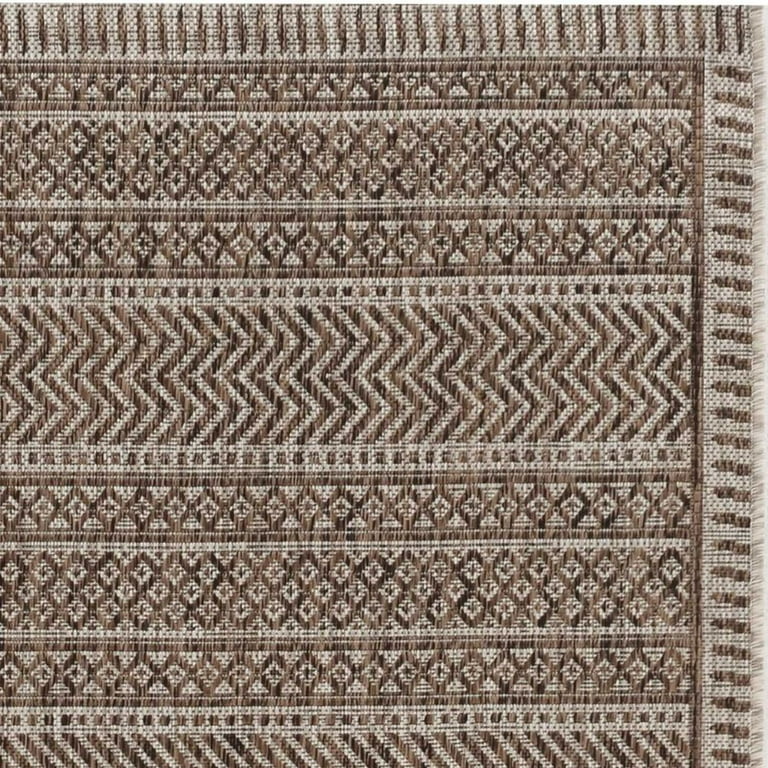 5'X7' Mocha Machine Woven Uv Treated Tribal Indoor Outdoor Area Rug 5'X7' Mocha Machine Woven Uv Treated Tribal Indoor Outdoor Area Rug