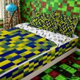 thumbnail image 3 of Erosebridal Vibrant Lime Navy Checkerboard Zipper Queen Comforter Set with Fitted Sheet and 2 Pillowcases,Minimal Cartoon Secondary Print Zipper Bedding Set,Chartreuse Dark Blue,4 Pieces,Reversible, 3 of 6