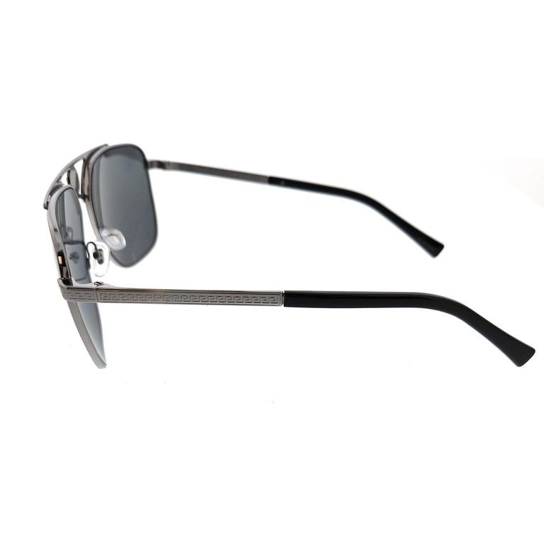 Versace Unisex Black/Gunmetal Rectangular Versace VE 2238 Metal Unisex Rectangle Polarized Sunglasses  main image 2