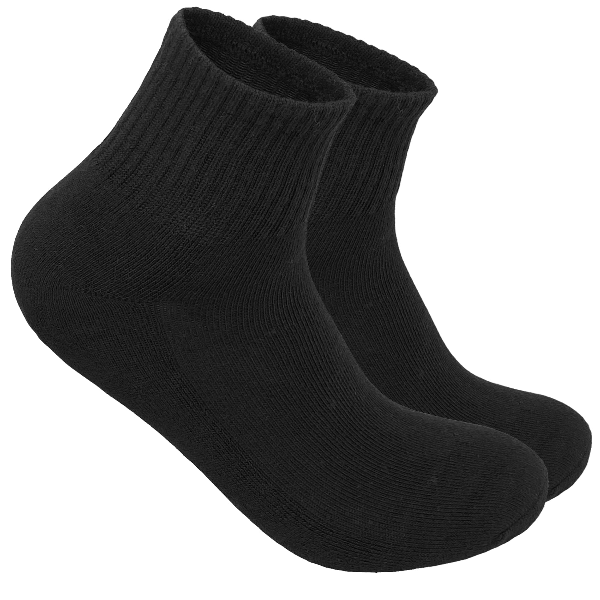 Men's High Quality Cotton Cushioned Black Ankle Crew Socks Size 9-13