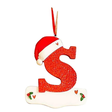 

aoksee Christmas Decorations Christmas Little Red Hat Letter Pendant DIY Writable Name 26 Letter Pendant Gift on Clearance