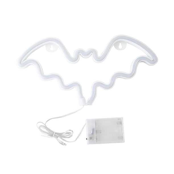 KAKOWELY Letrero de neón LED con forma de murciélago de Halloween, lámpara de neón, luz de ambiente decorativa
