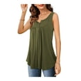 thumbnail image 2 of Fancyglim Women Summer Sleeveless Shirt V Neck Flowy Tank Tops Blouse Green M, 2 of 5