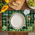 thumbnail image 4 of St. Patrick's Day Placemats Set of 6, Spring Green Truck Clovers Flowers Plaid Placemats for Dining Table, Place Mats for Kitchen Tabletop, Waterproof Wipeable Dining Table Mats Set, 4 of 9
