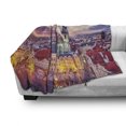 thumbnail image 3 of Prague Soft Flannel Fleece Throw Blanket, Old Town Square with Sunset Rays over the Buildings Evening Sky Pattern Tourism, Cozy Plush for Indoor and Outdoor Use, 50" x 70", Multicolor, by Ambesonne, 3 of 6