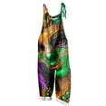 thumbnail image 3 of QATAINLAV My Orders Placed By Me Women's Loose Fit Cotton Linen Jumpsuits Mardi Gras Sleeveless Adjustable Straps Overalls Carnival Print One Piece Pants Festival Outfits Multicolor XXXXXL, 3 of 6