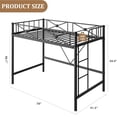 thumbnail image 2 of Metal Loft Bed Twin Size, Industrial Loftbeds Heavy Duty Bed with Safety Guard Rails and Space-Saving Design, Steel Bed for School, Bedroom, Black, 2 of 6