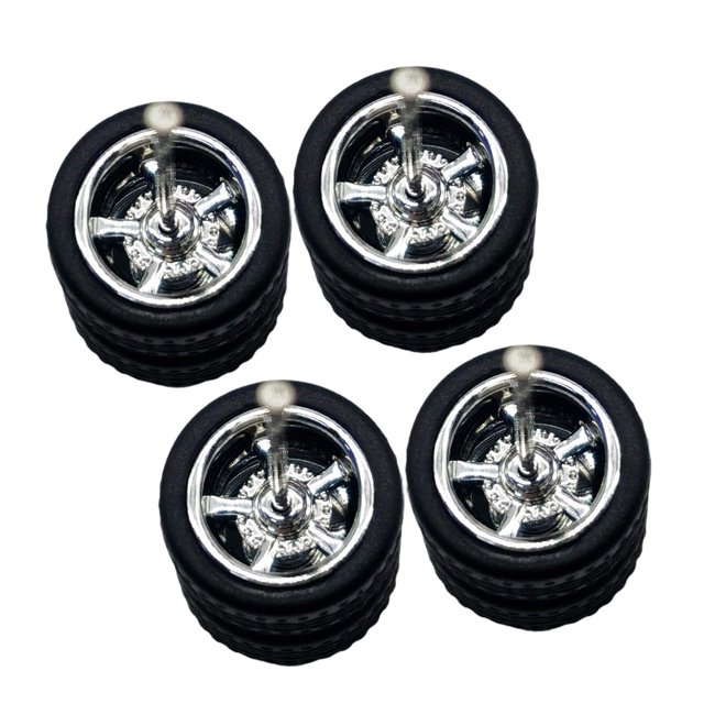 4x 1/64 Modelo de ruedas de automóviles Simulación en miniatura modificada para niños Diámetro profesional de 1.1 cm para 1:64 Vehículos fundidos a plateado