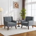 thumbnail image 6 of UIXE Gray Accent Chair Set of 2, Linen Armchair for Living Room, 6 of 7
