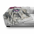 thumbnail image 3 of Indie Soft Flannel Fleece Throw Blanket, Lion Bichon Lowchen Breed Dog with Heart Shaped Glasses and French Hat Print, Cozy Plush for Indoor and Outdoor Use, 70" x 90", Grey Pink Blue, by Ambesonne, 3 of 6