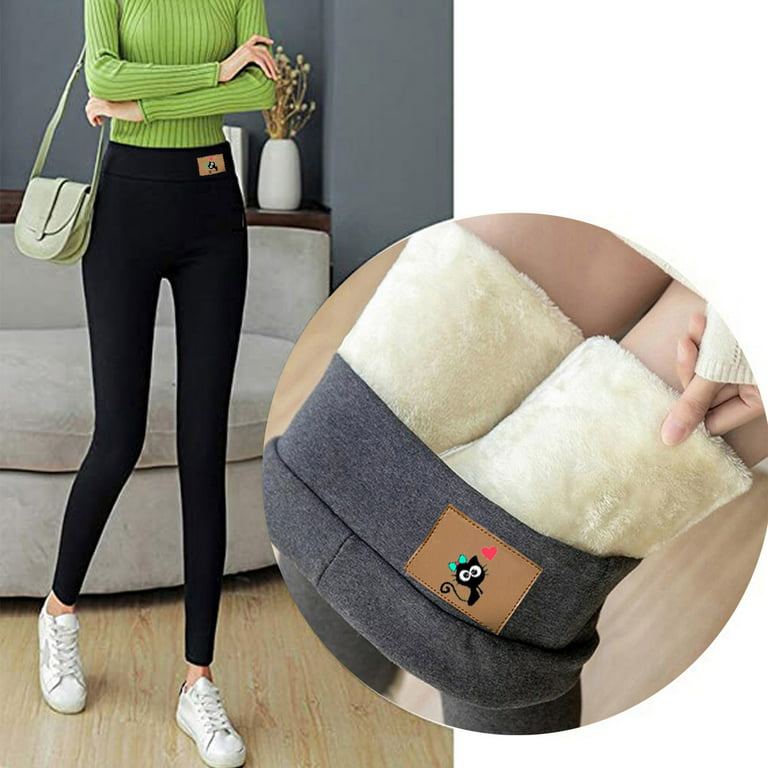Fleece Leggings For Women, Women's Fashion Pants Skirt Solid Color  Elasticity Loose Casual Comfortable Medias Termicas Mujer Invierno 