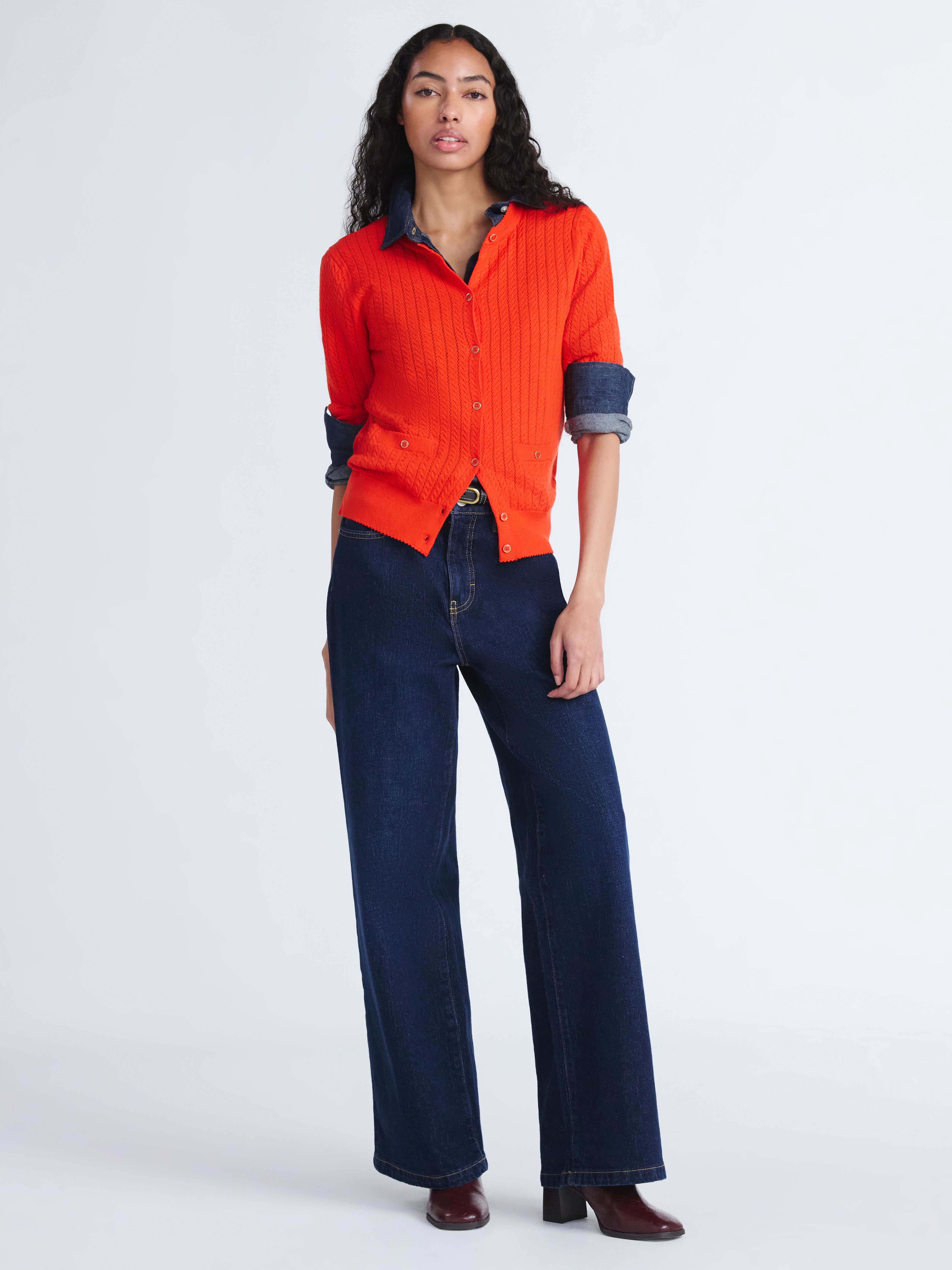 Free Assembly Women's and Women's Plus Cozy Yarn Welt Pocket Cable Cardigan Sweater, Midweight, Sizes XS-4X
